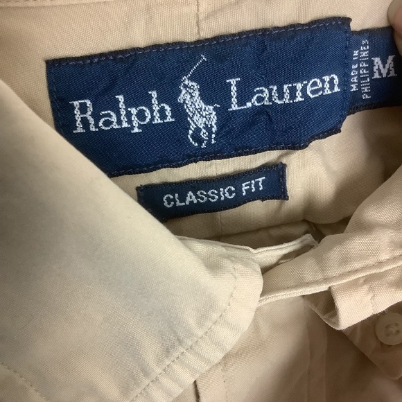 Ralph Lauren Men's Classic Fit Khaki Button Down Shirt M - Picture 5 of 8